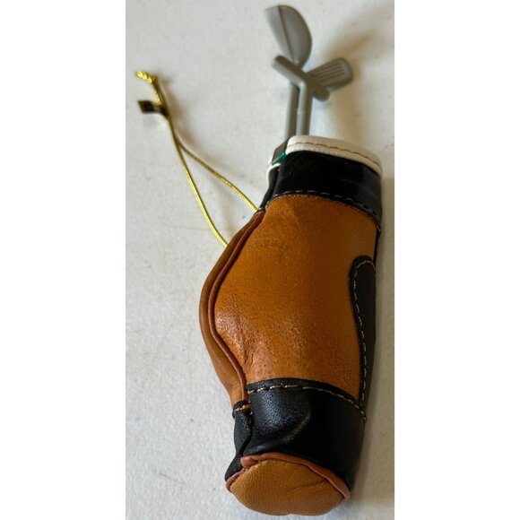 Brown & Black Color Leather/Plastic Golf Club Set Christmas Ornament 6" Tall - Picture 6 of 10